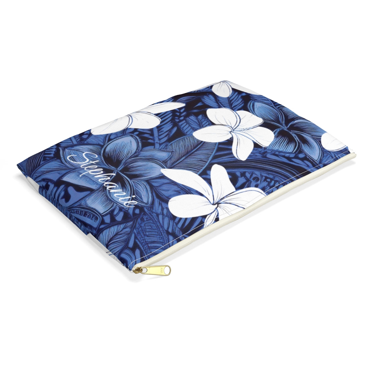 Eternal Blue Plumeria Personalized Travel Pouch Pouches The Local Banyan