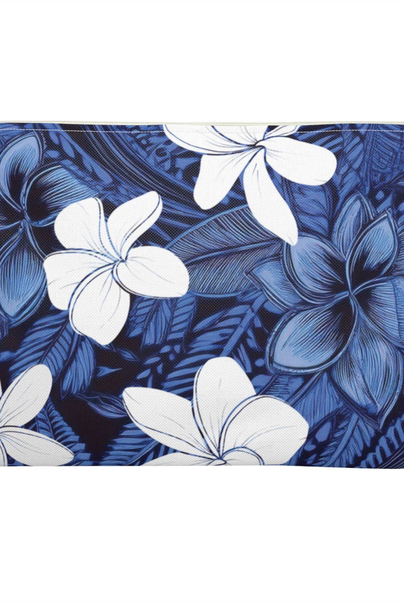Eternal Blue Plumeria Personalized Travel Pouch Pouches The Local Banyan
