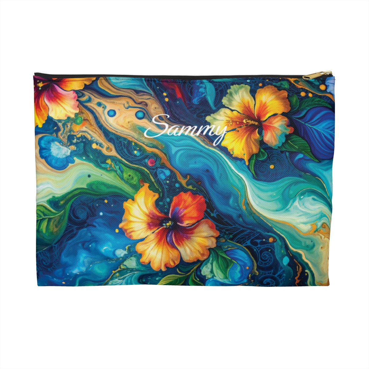 Aloalo Drift Personalized Travel Pouch Pouches The Local Banyan Black zipper Large