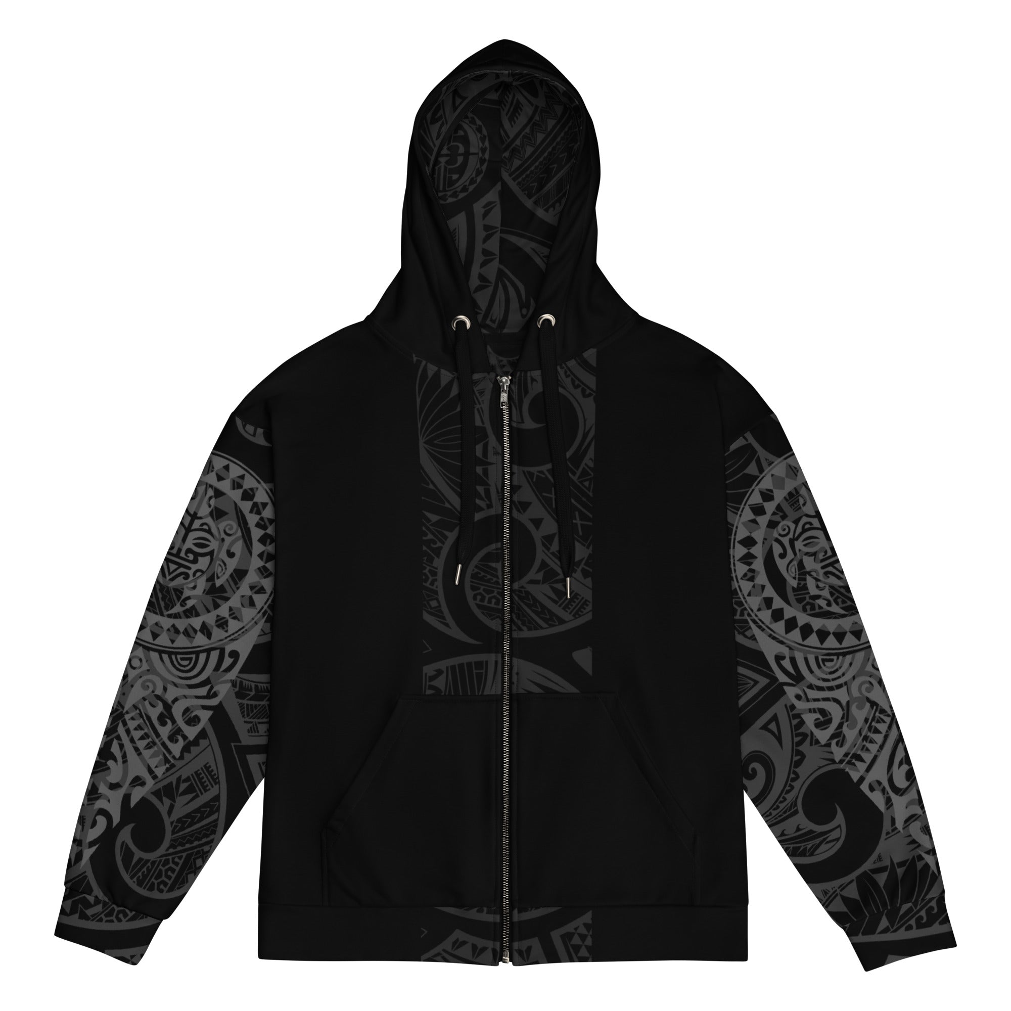 Ash Grey Tribal Zip Up Hoodie Zip Up Hoodie The Local Banyan