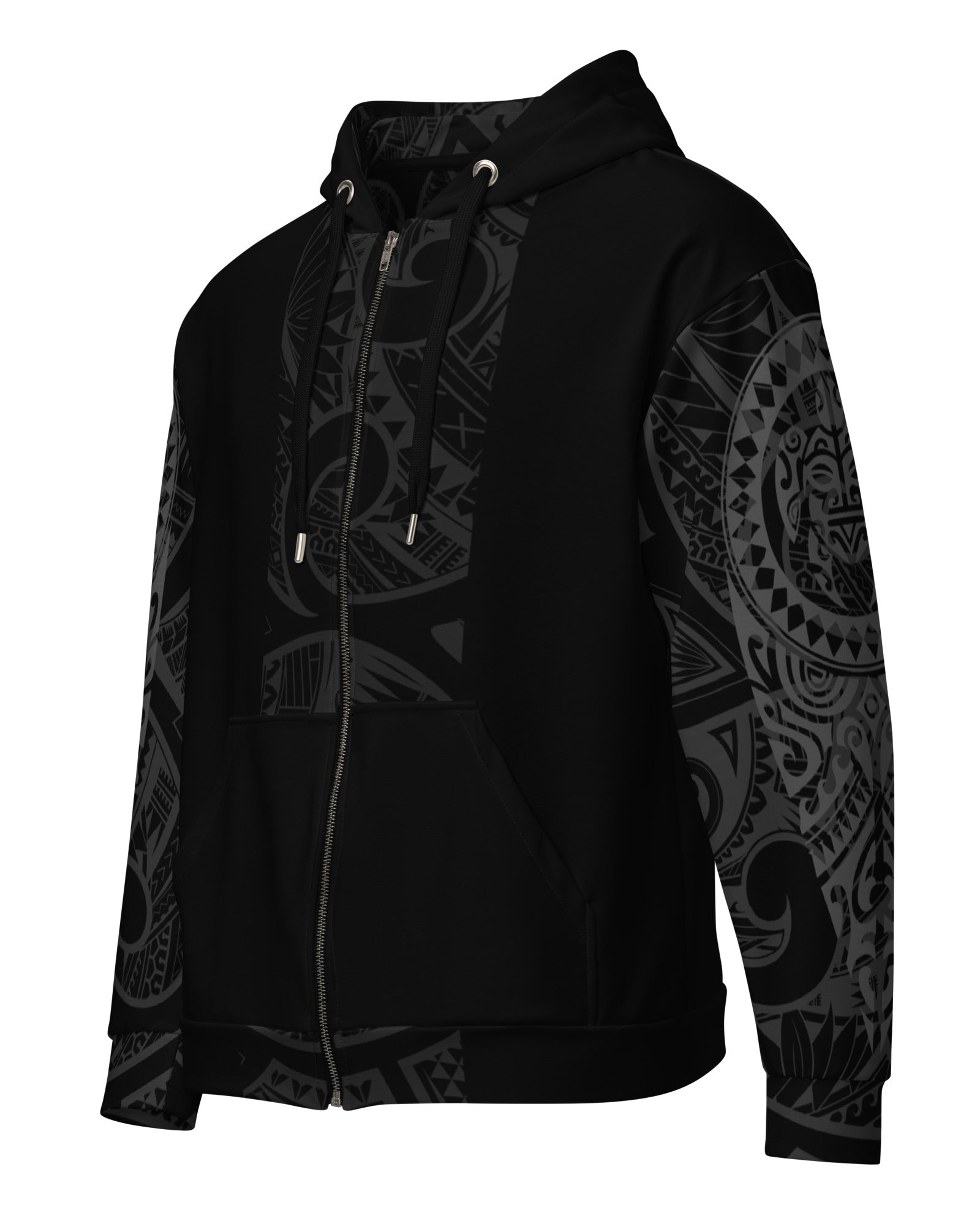 Ash Grey Tribal Zip Up Hoodie Zip Up Hoodie S