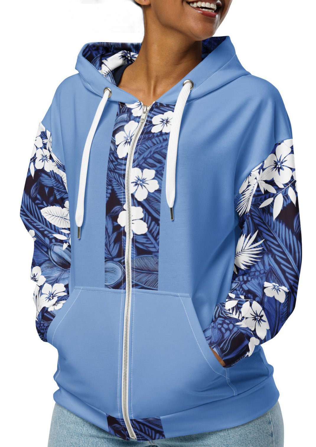 Eternal Blue Plumeria Zip Up Hoodie S The Local Banyan