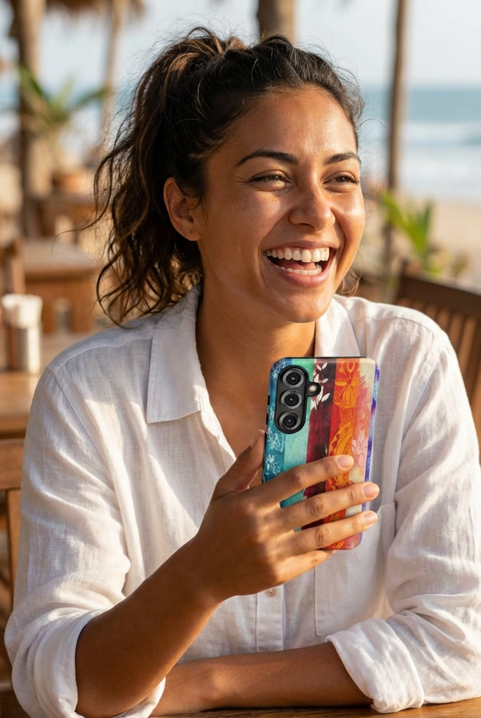 Island Vibes Tough Samsung Galaxy Case Side View - Dual Layer Drop Protection Hawaiian Phone Case - The Local Banyan