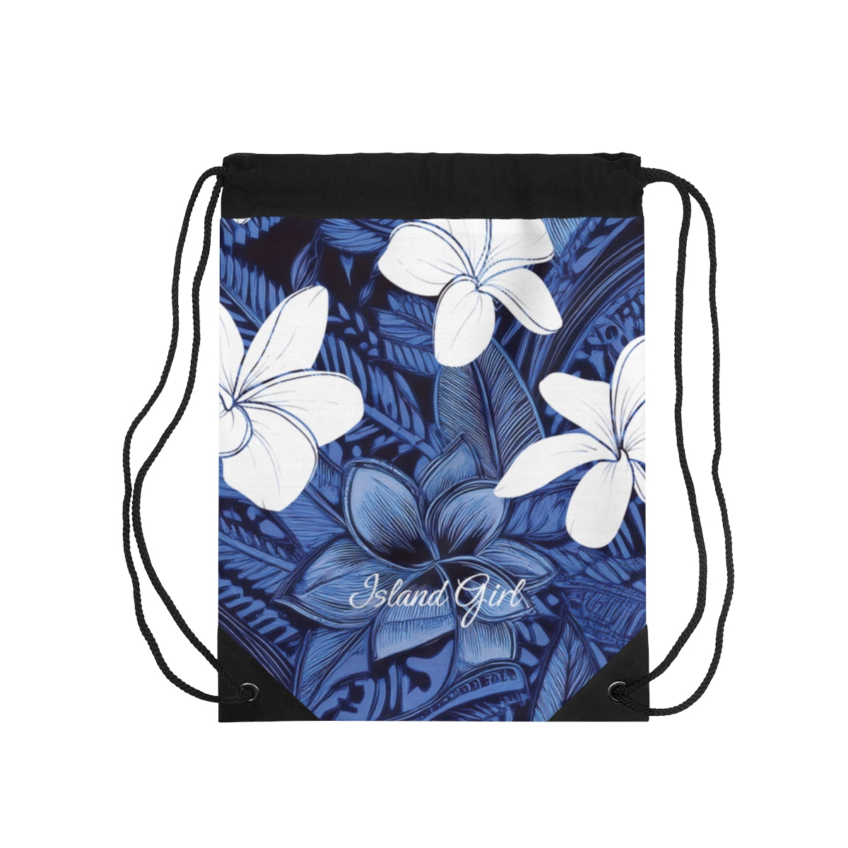 Eternal Blue Plumeria Personalized Drawstring Cinch Bag Backpack The Local Banyan Default Title
