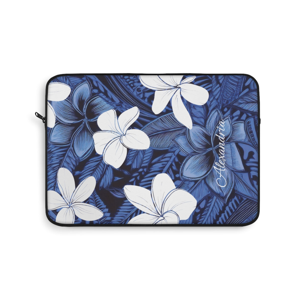 Eternal Blue Plumeria Personalized Laptop Sleeve Laptop Sleeve The Local Banyan 13"