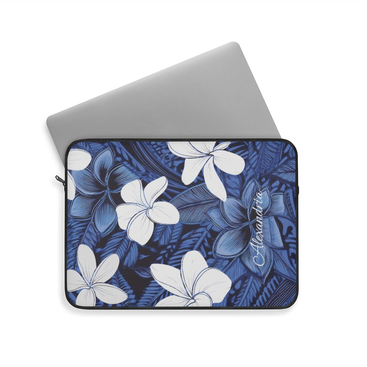 Eternal Blue Plumeria Personalized Laptop Sleeve Laptop Sleeve The Local Banyan