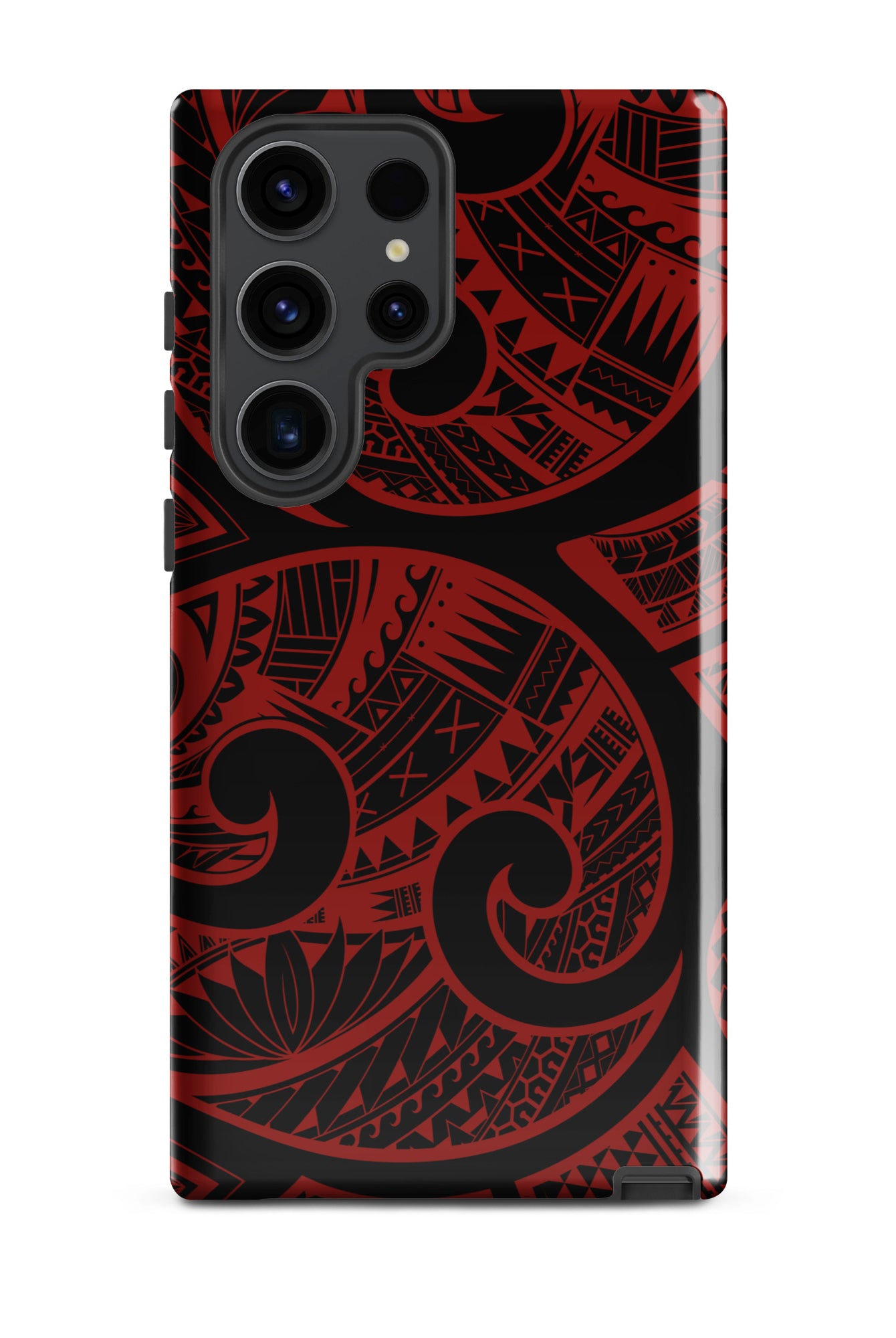 Woman holding Red Tribal Tough Samsung Galaxy Case - Hawaiian Crimson Red Polynesian Tribal Design - The Local Banyan