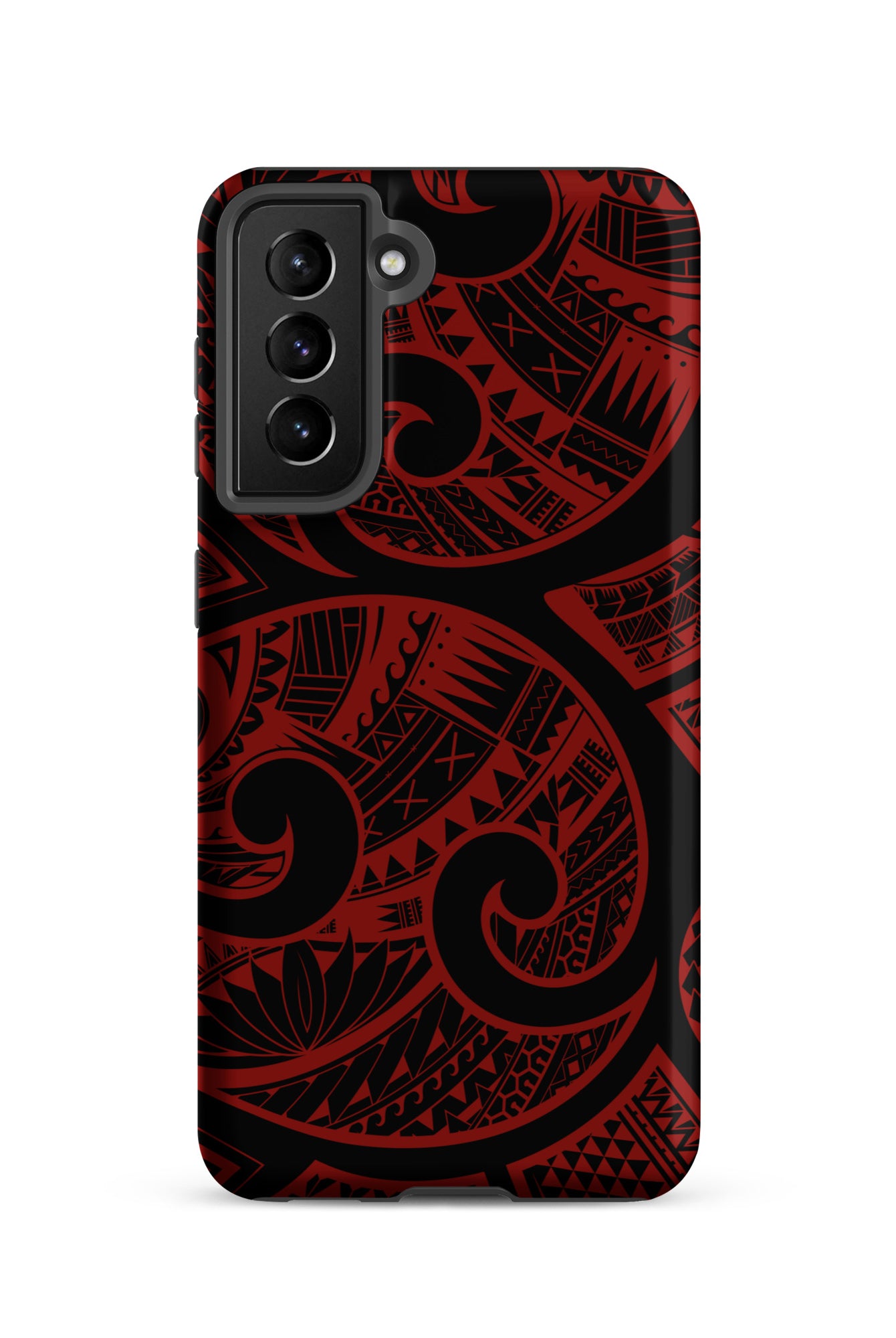 Red Tribal Tough Samsung Galaxy Case Samsung Galaxy S21 Matte - Hawaiian Crimson Red Polynesian Tribal Design - The Local Banyan