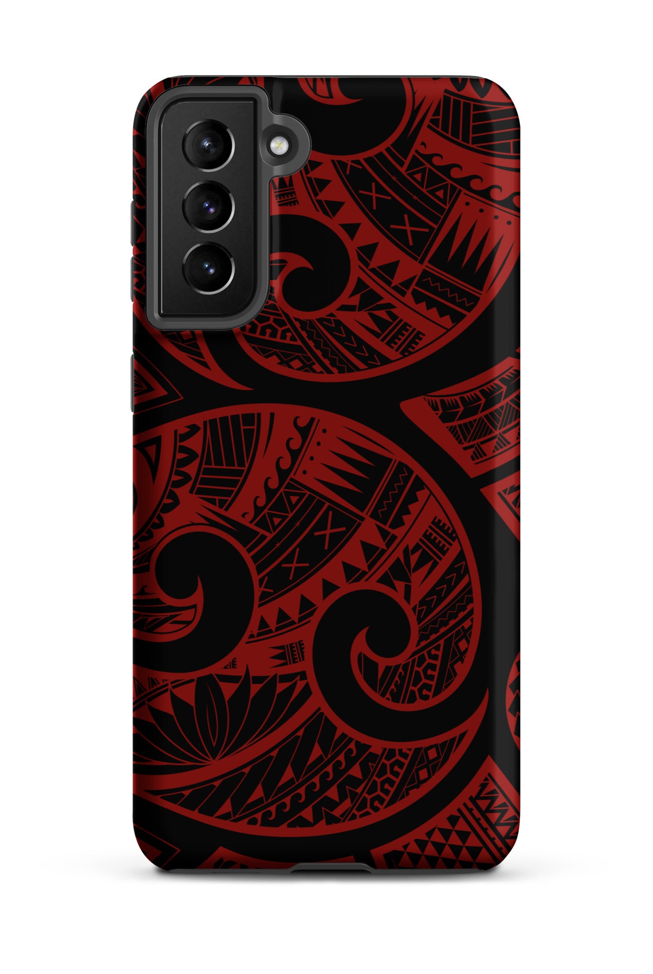 Red Tribal Tough Samsung Galaxy Case Samsung Galaxy S21 Plus Matte - Hawaiian Crimson Red Polynesian Tribal Design - The Local Banyan