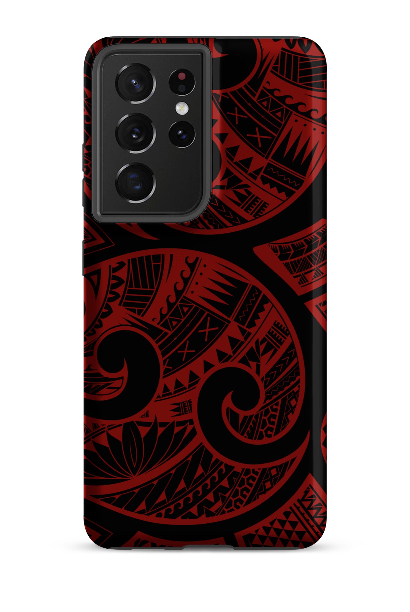 Red Tribal Tough Samsung Galaxy Case Samsung Galaxy S21 Ultra Matte - Hawaiian Crimson Red Polynesian Tribal Design - The Local Banyan