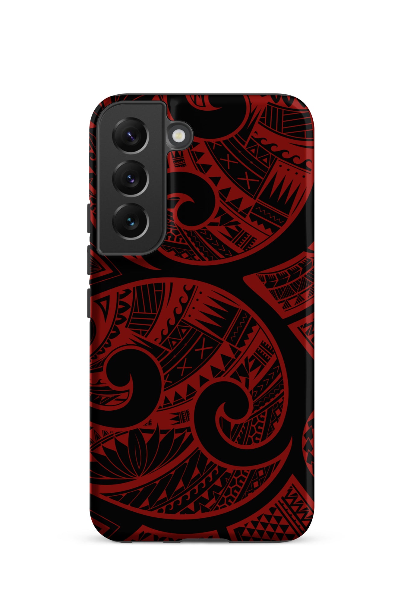 Red Tribal Tough Samsung Galaxy Case Samsung Galaxy S22 Matte - Hawaiian Crimson Red Polynesian Tribal Design - The Local Banyan