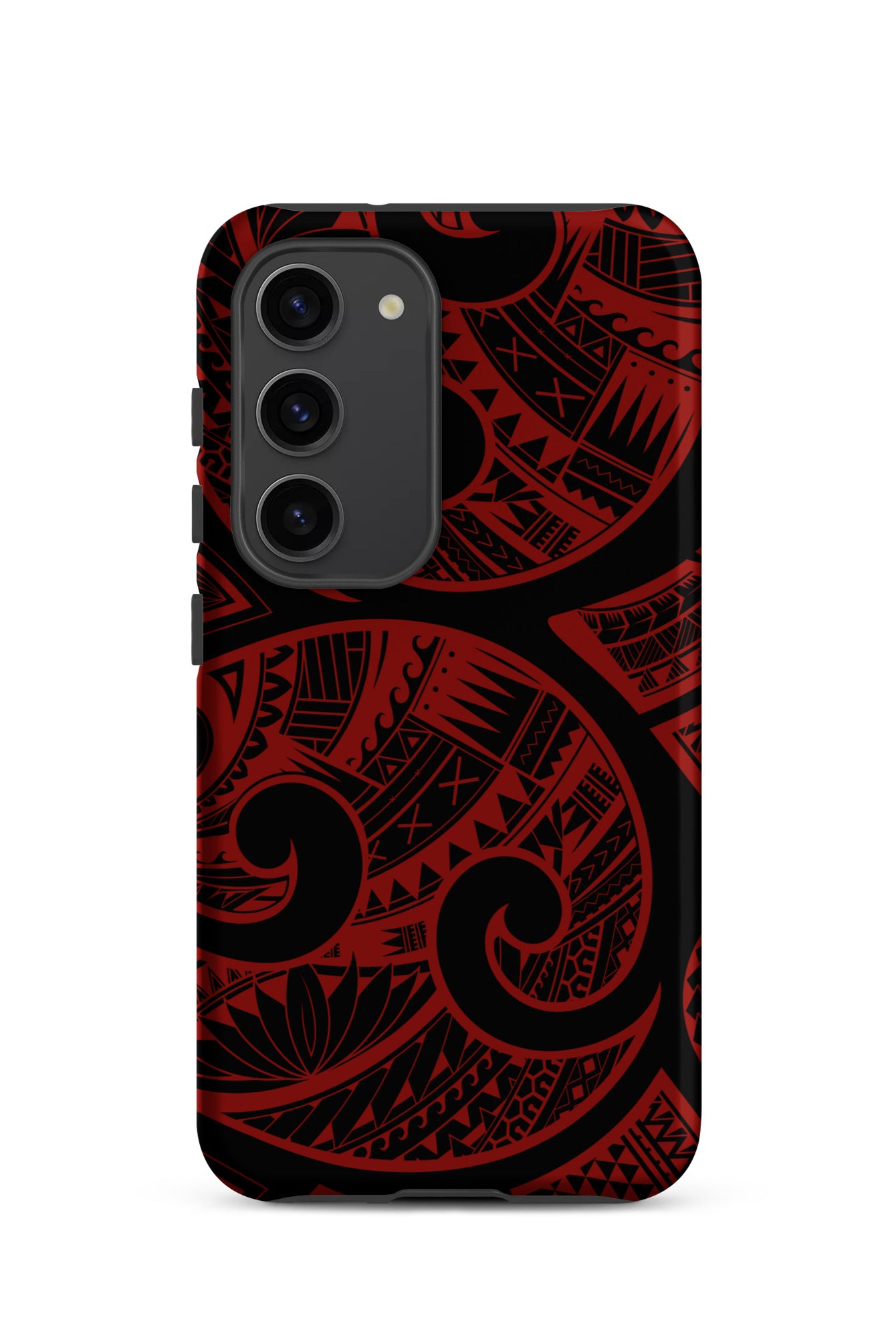 Red Tribal Tough Samsung Galaxy Case Samsung Galaxy S23 Matte - Hawaiian Crimson Red Polynesian Tribal Design - The Local Banyan