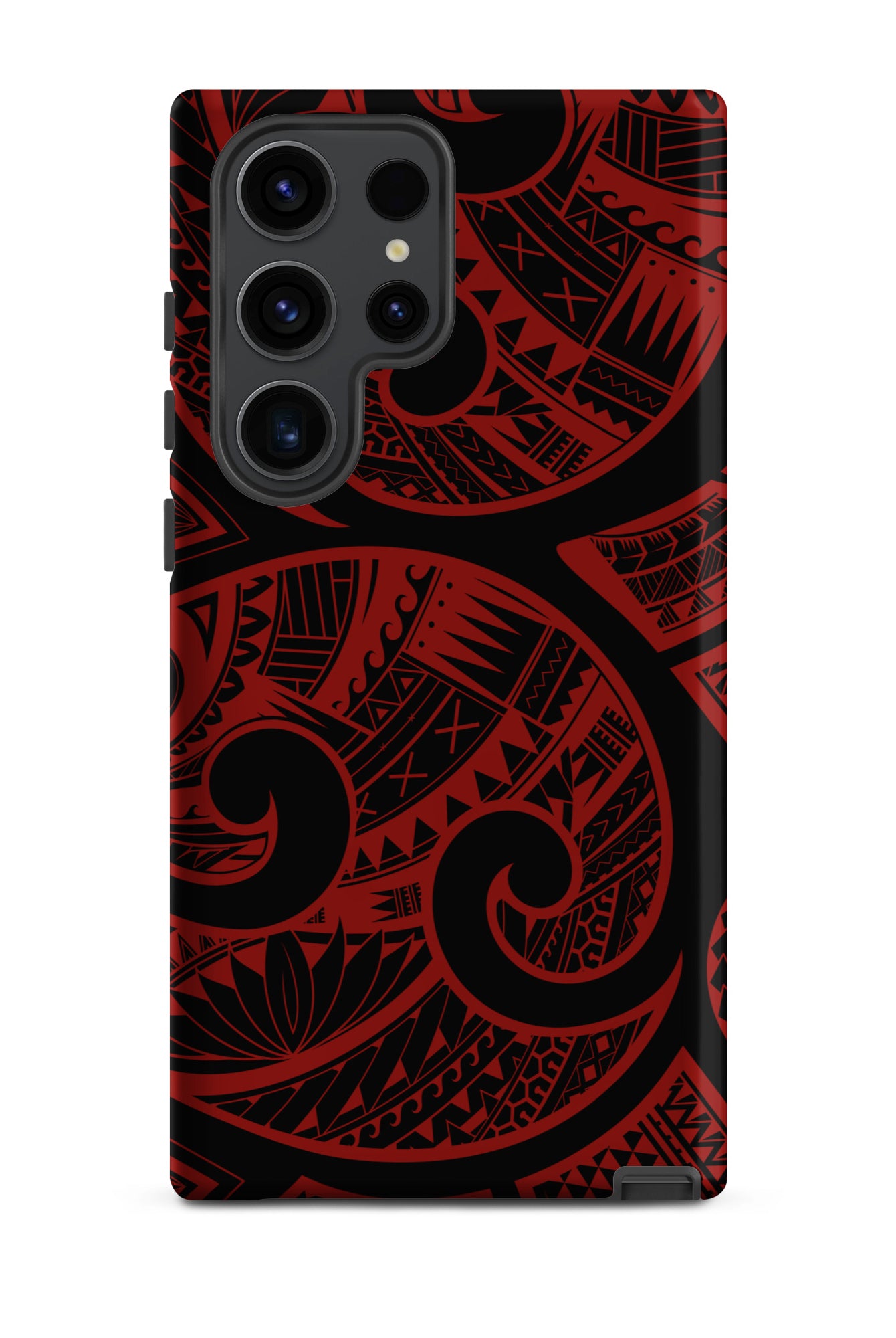 Red Tribal Tough Samsung Galaxy Case Samsung Galaxy S23 Ultra Matte - Hawaiian Crimson Red Polynesian Tribal Design - The Local Banyan
