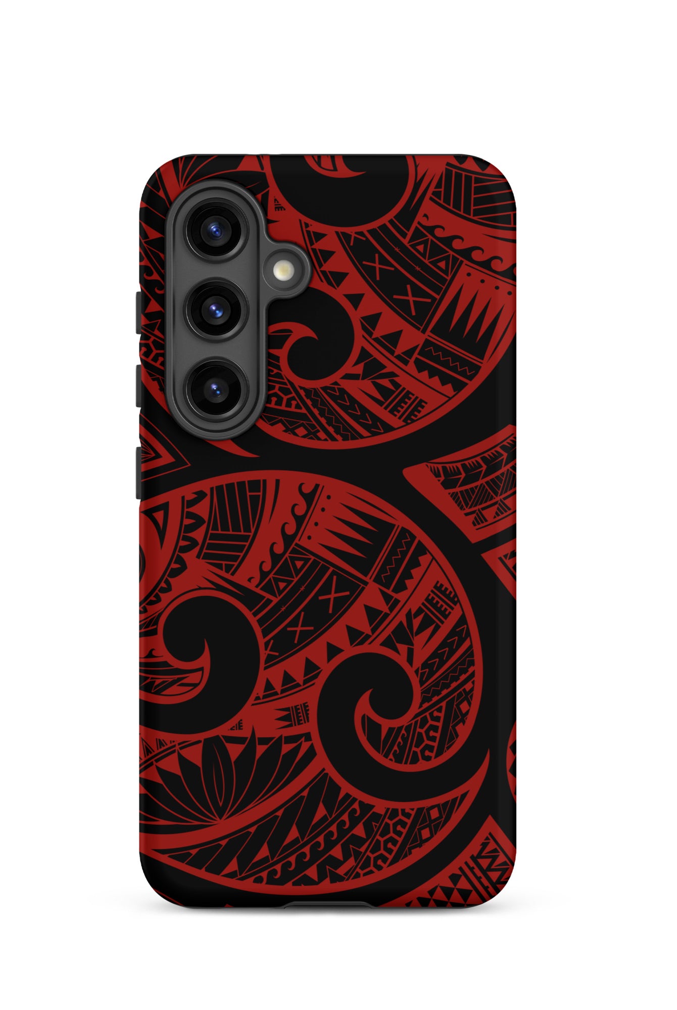 Red Tribal Tough Samsung Galaxy Case Samsung Galaxy S24 Matte - Hawaiian Crimson Red Polynesian Tribal Design - The Local Banyan