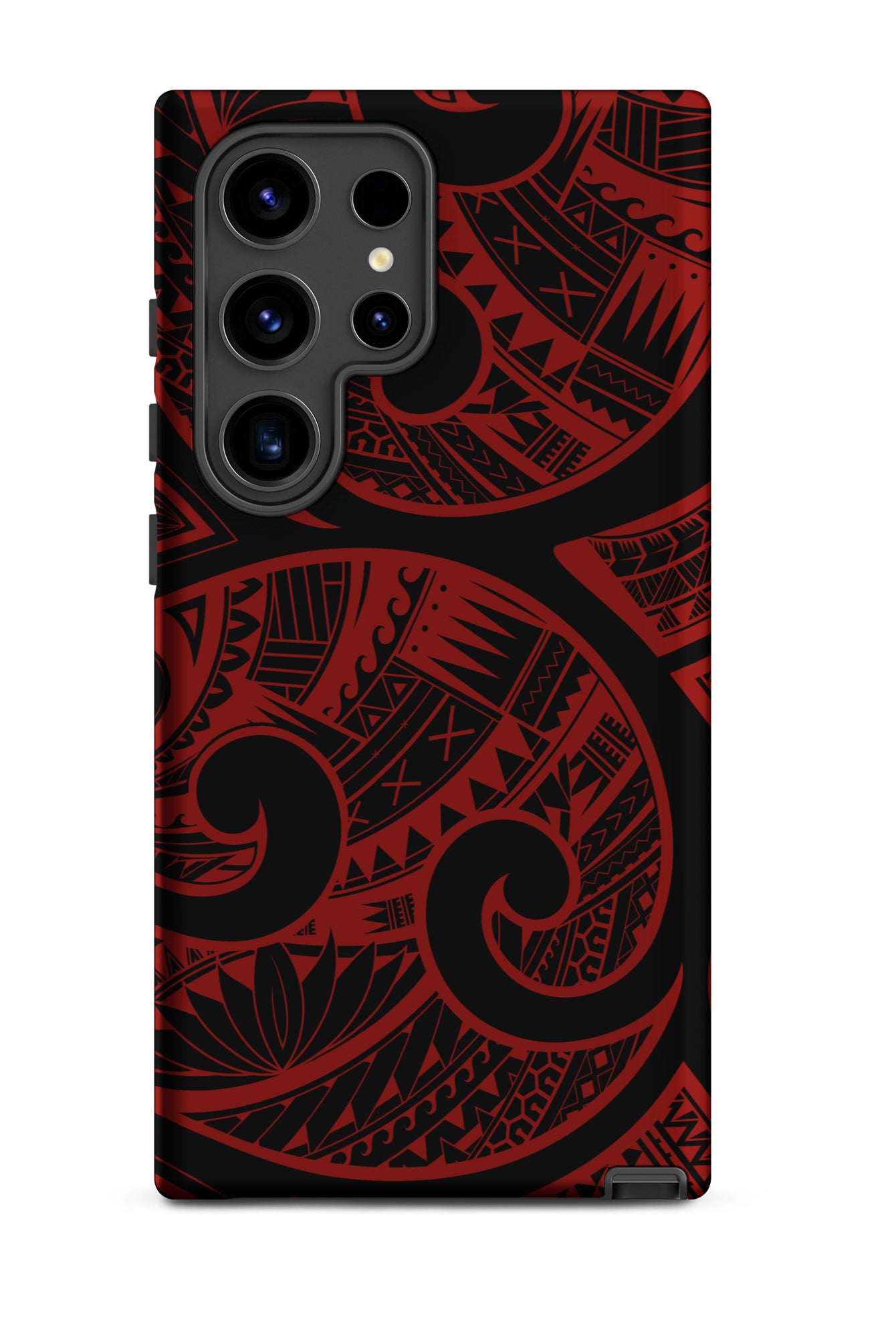 Red Tribal Tough Samsung Galaxy Case Samsung Galaxy S24 Ultra Matte - Hawaiian Crimson Red Polynesian Tribal Design - The Local Banyan