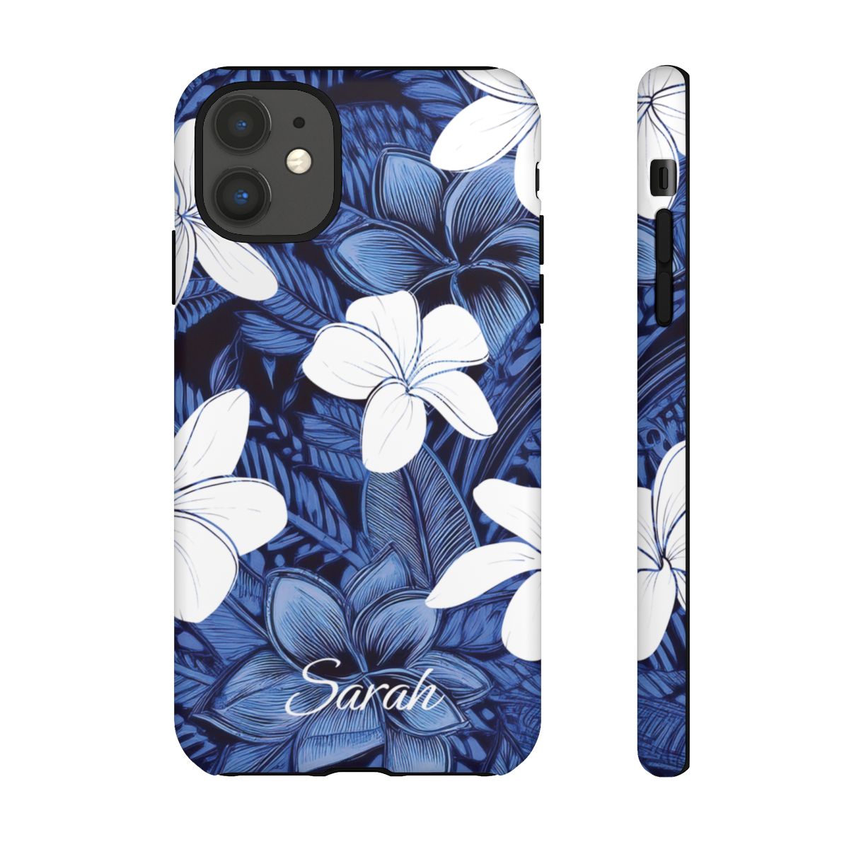 Eternal Blue Plumeria Personalized Tough Case for iPhone Phone Case The Local Banyan iPhone 11 Matte