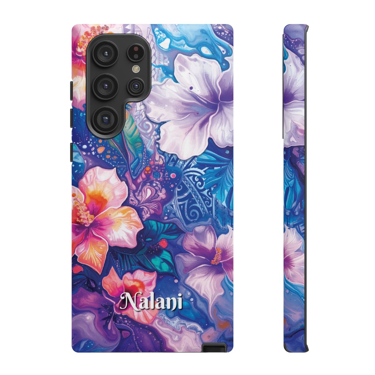Woman holding Aloha Wai Personalized Tough Samsung Galaxy Case - Hawaiian Aloha Tropical Floral Design - The Local Banyan