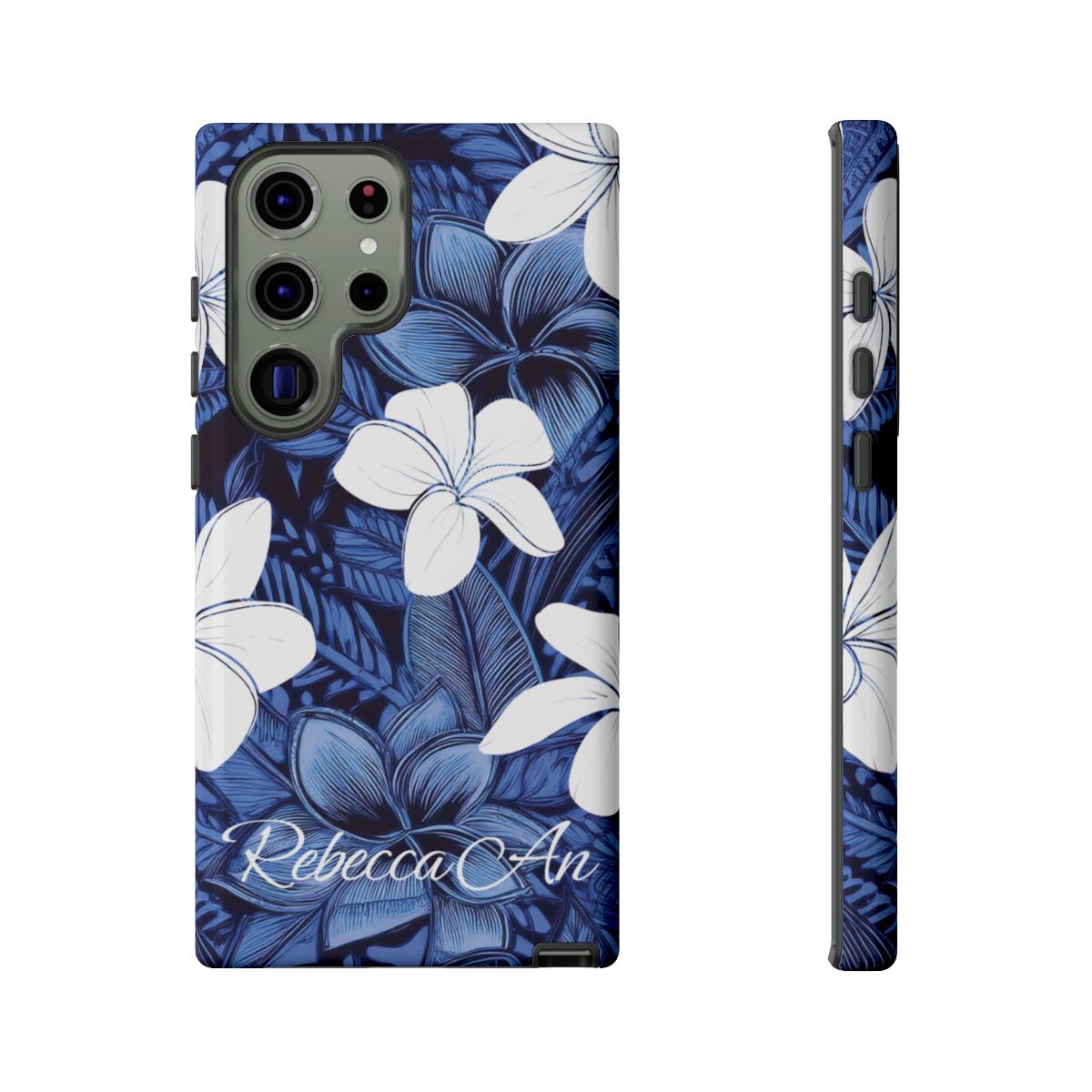 Eternal Blue Plumeria Personalized Tough Case for Samsung Galaxy Phone Case The Local Banyan Glossy Samsung Galaxy S23 Ultra