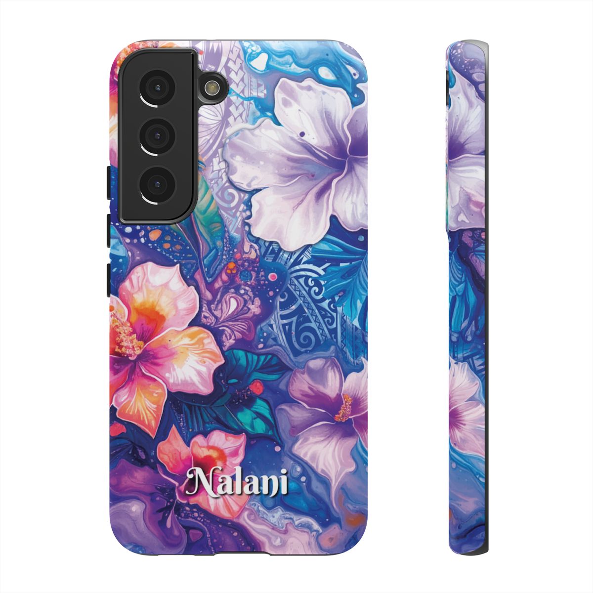 Aloha Wai Personalized Tough Samsung Galaxy Case Detail View - Hawaiian Aloha Tropical Floral Design Close Up - The Local Banyan