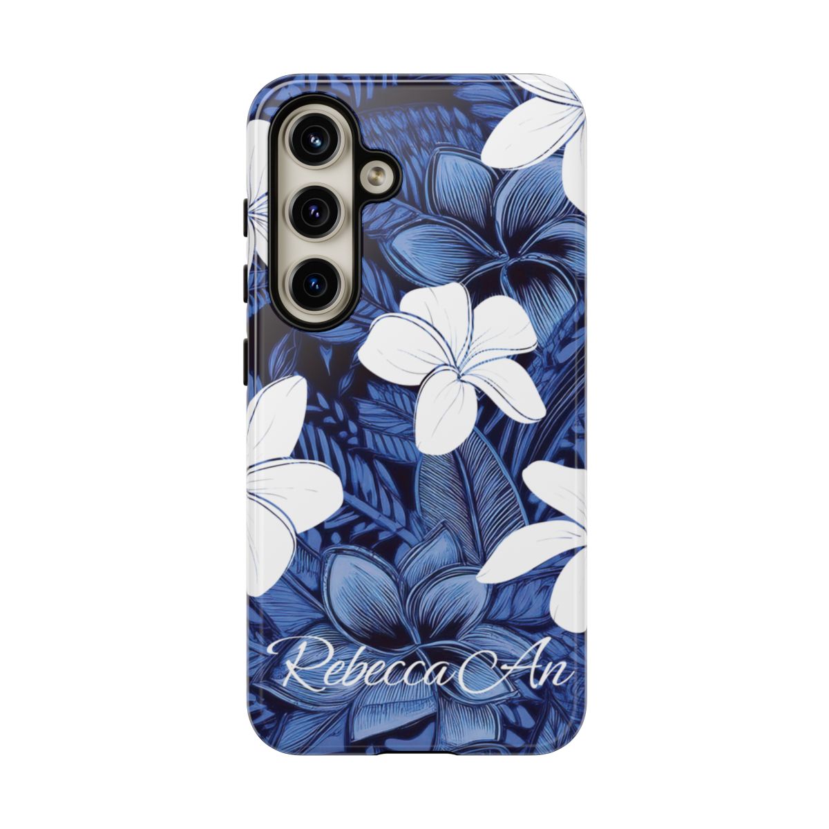 Eternal Blue Plumeria Personalized Tough Case for Samsung Galaxy Phone Case The Local Banyan Glossy Samsung Galaxy S24