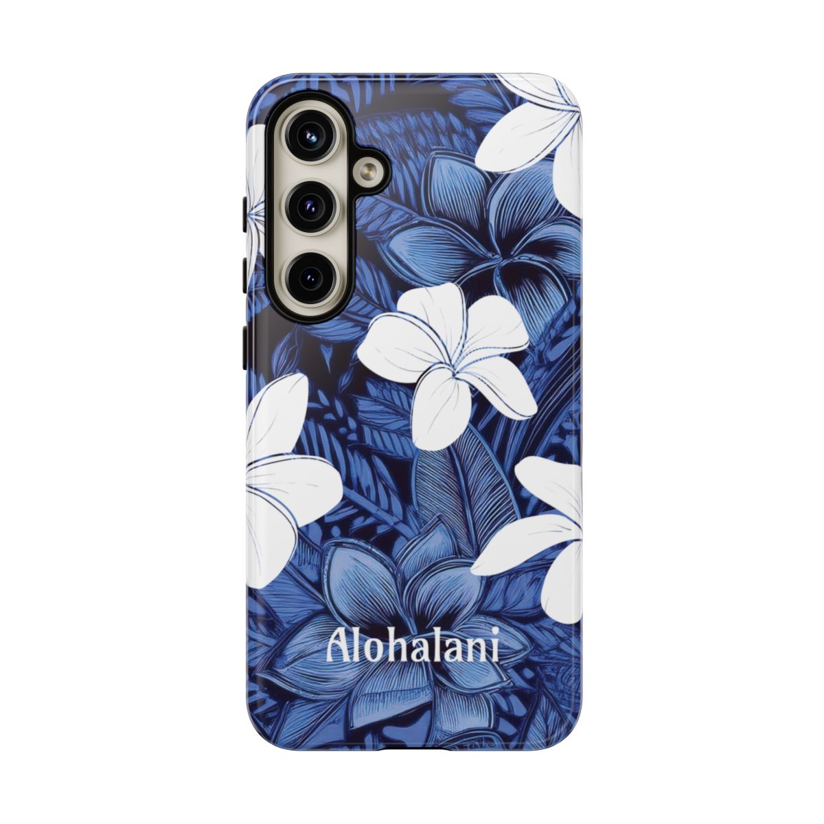 Eternal Blue Plumeria Personalized Tough Case for Samsung Galaxy Phone Case The Local Banyan Samsung Galaxy S24 Plus Glossy