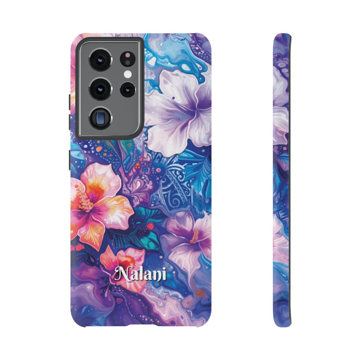 Woman holding Aloha Wai Personalized Tough Samsung Galaxy Case - Hawaiian Aloha Tropical Floral Design - The Local Banyan