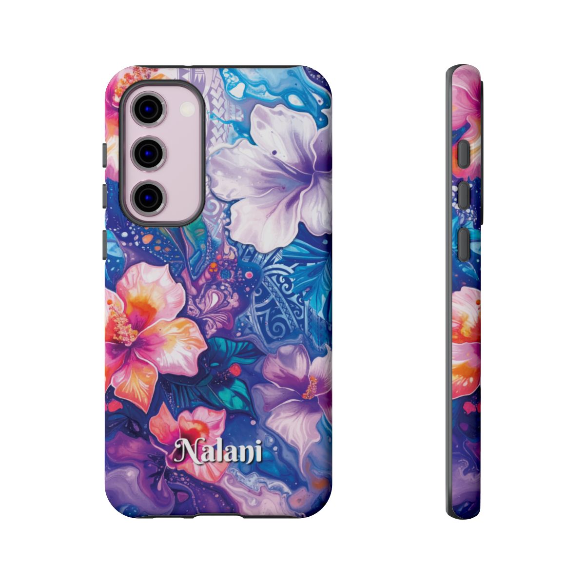 Woman holding Aloha Wai Personalized Tough Samsung Galaxy Case - Hawaiian Aloha Tropical Floral Design - The Local Banyan