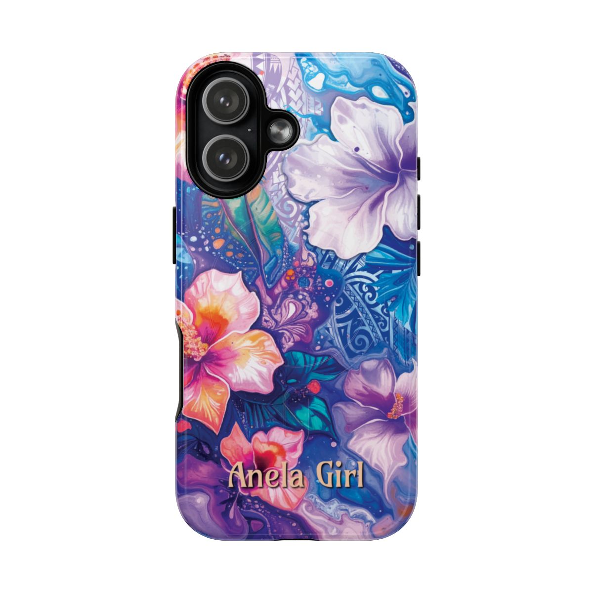 Woman holding Aloha Wai Personalized MagSafe iPhone Case - Hawaiian Aloha Tropical Floral Design - The Local Banyan
