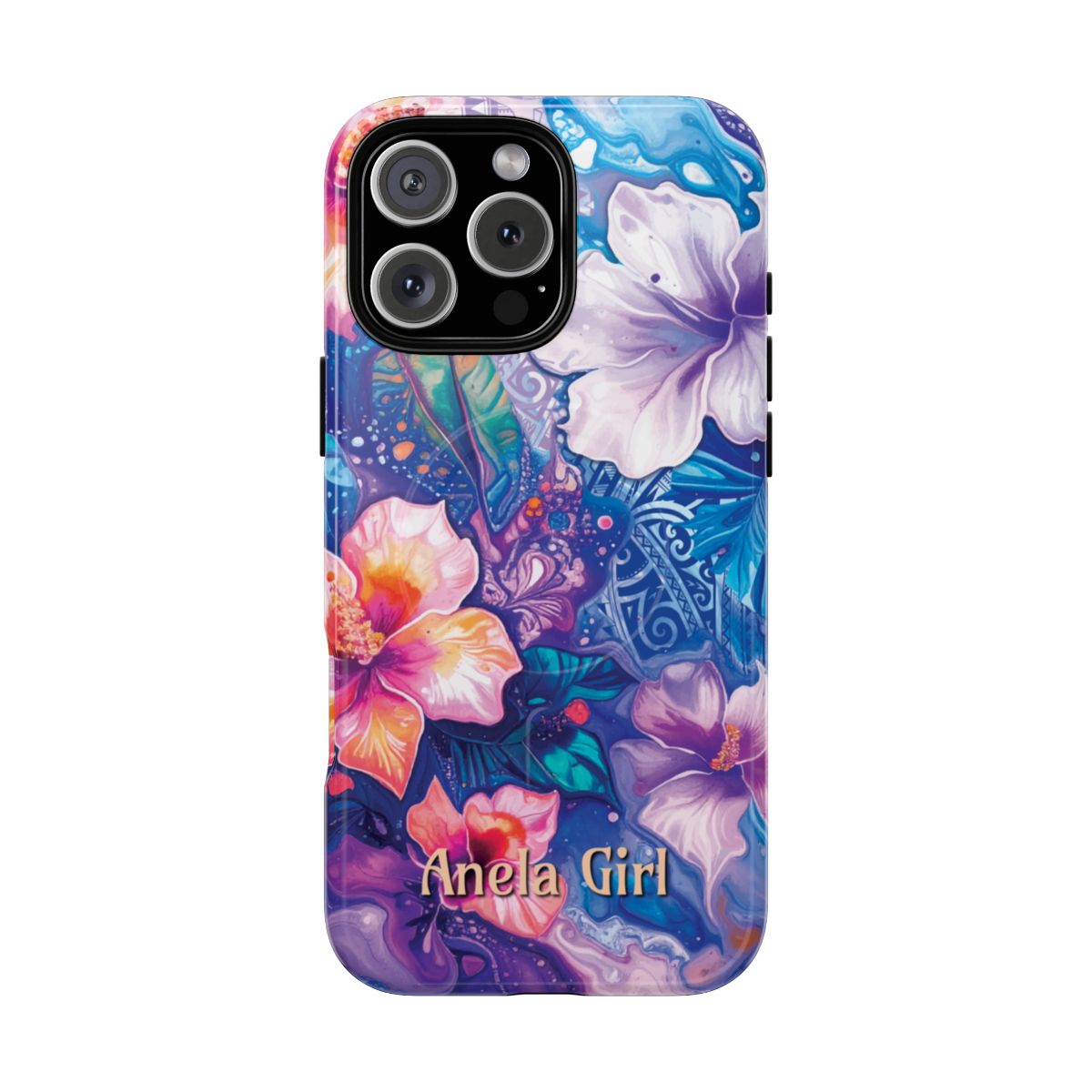 Aloha Wai Personalized MagSafe iPhone Case Detail View - Hawaiian Aloha Tropical Floral Design Close Up - The Local Banyan