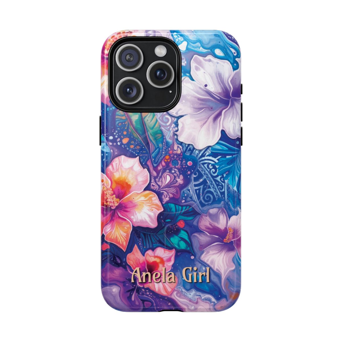 Aloha Wai Personalized MagSafe iPhone Case Detail View - Hawaiian Aloha Tropical Floral Design Close Up - The Local Banyan