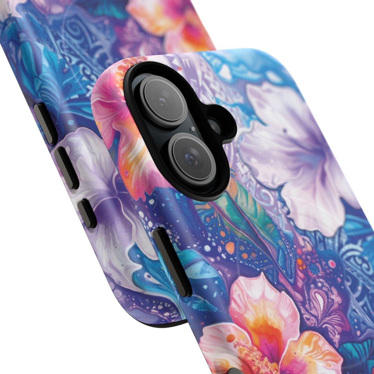 Aloha Wai Personalized MagSafe iPhone Case Detail View - Hawaiian Aloha Tropical Floral Design Close Up - The Local Banyan