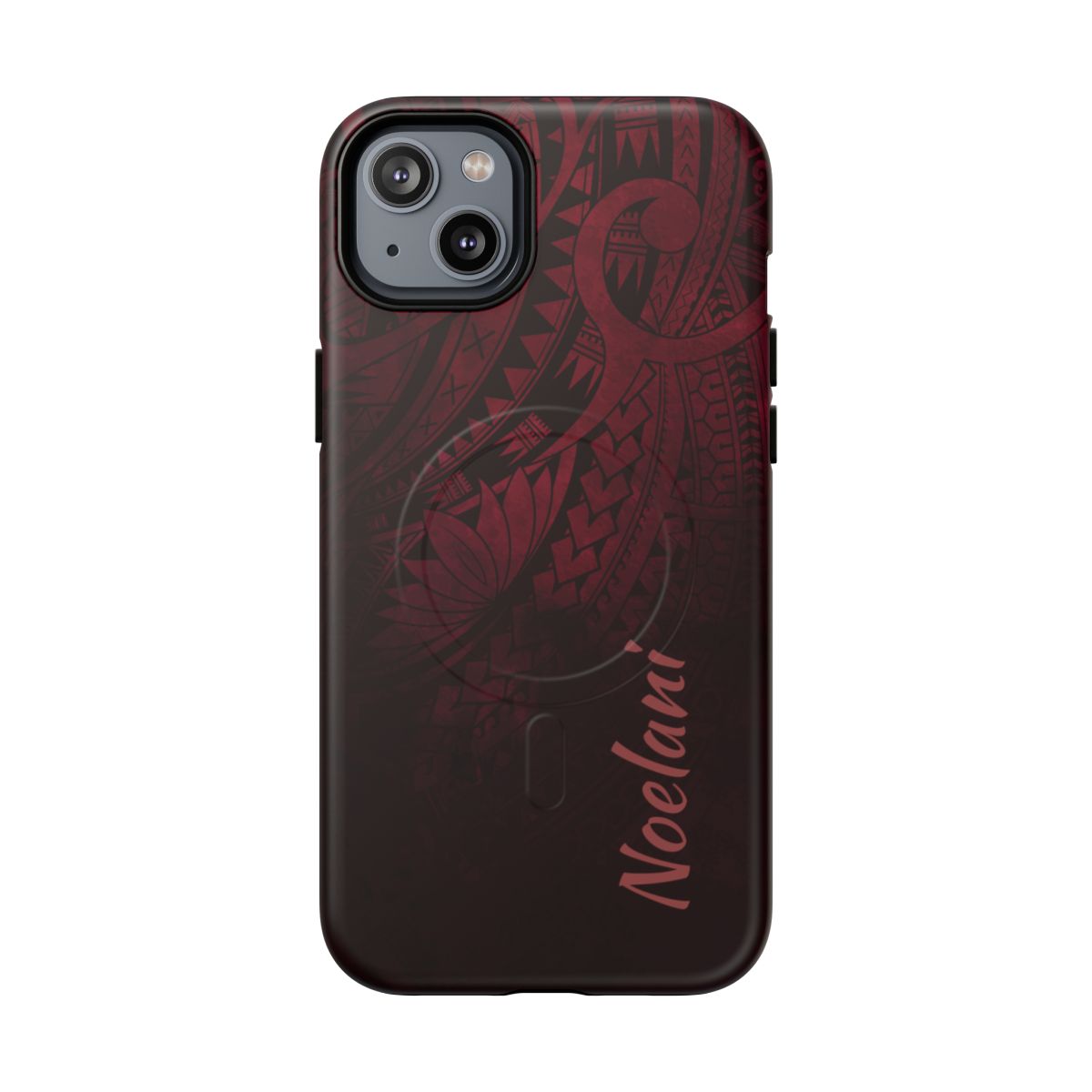 Eternal Ember Personalized MagSafe iPhone Case Detail View - Hawaiian Red Tribal Polynesian Design Close Up - The Local Banyan