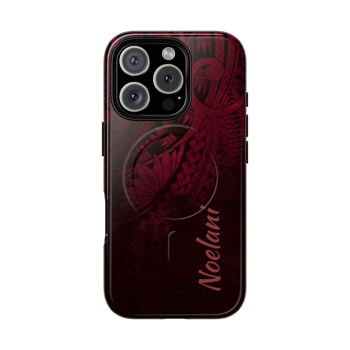 Eternal Ember Personalized MagSafe iPhone Case iPhone 16 Pro Glossy - Hawaiian Red Tribal Polynesian Design - The Local Banyan