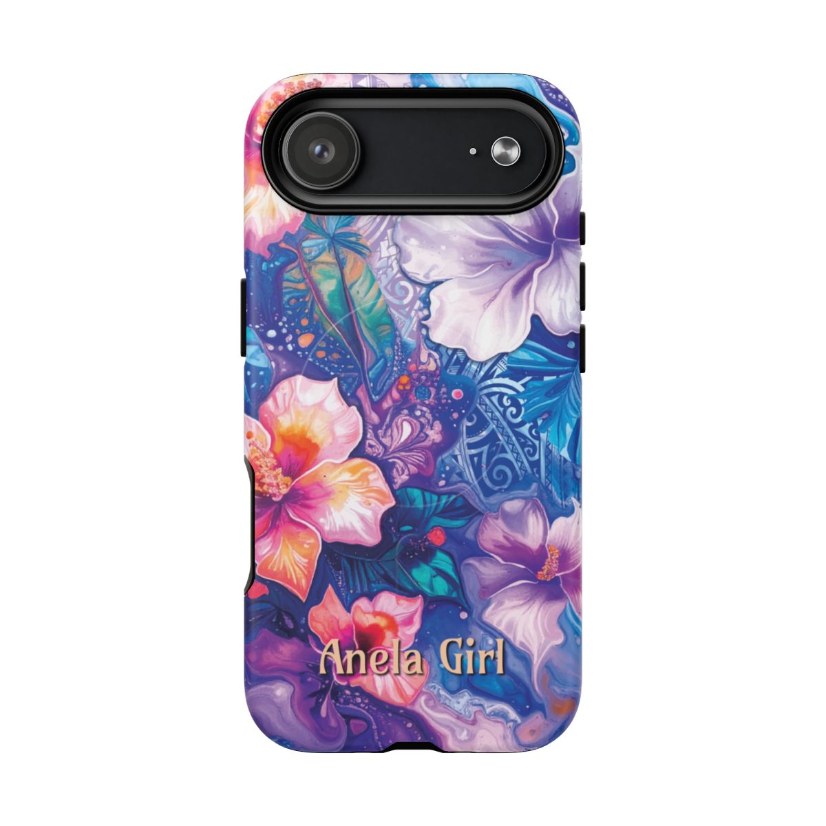 Aloha Wai Personalized MagSafe iPhone Case Detail View - Hawaiian Aloha Tropical Floral Design Close Up - The Local Banyan