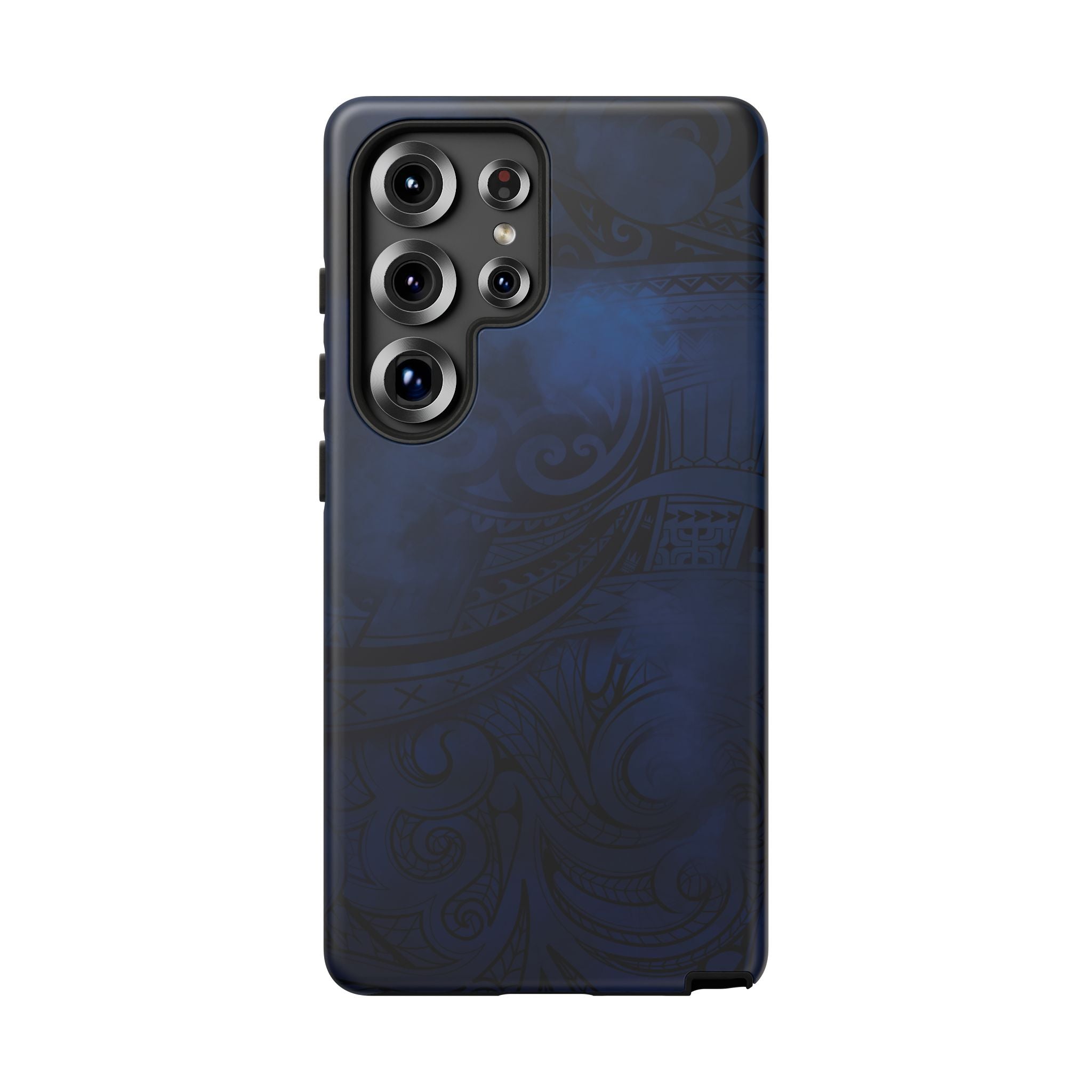 Midnight Essence Tough Samsung Galaxy Case Detail View - Hawaiian Midnight Navy Polynesian Tribal Design Close Up - The Local Banyan