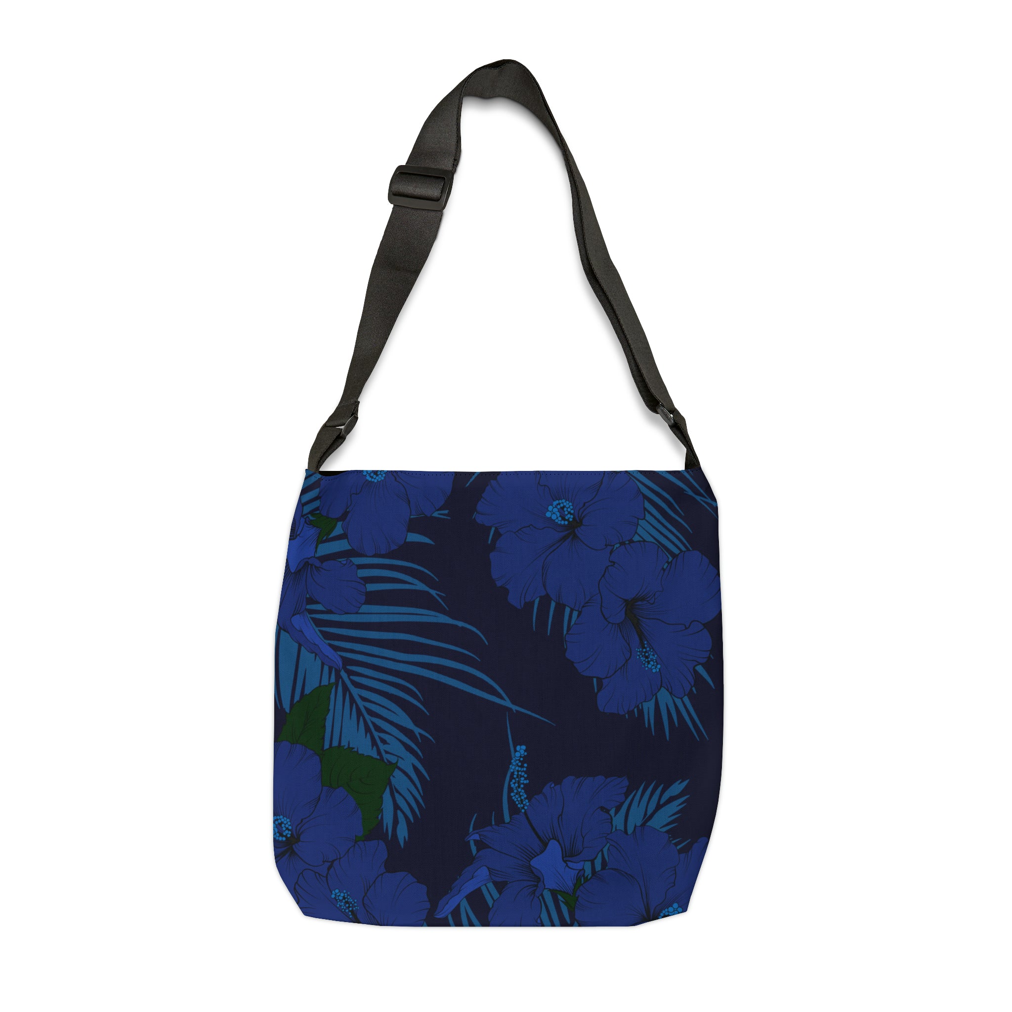 Deep Blue Hibiscus Tote Bag with Adjustable Strap Totes