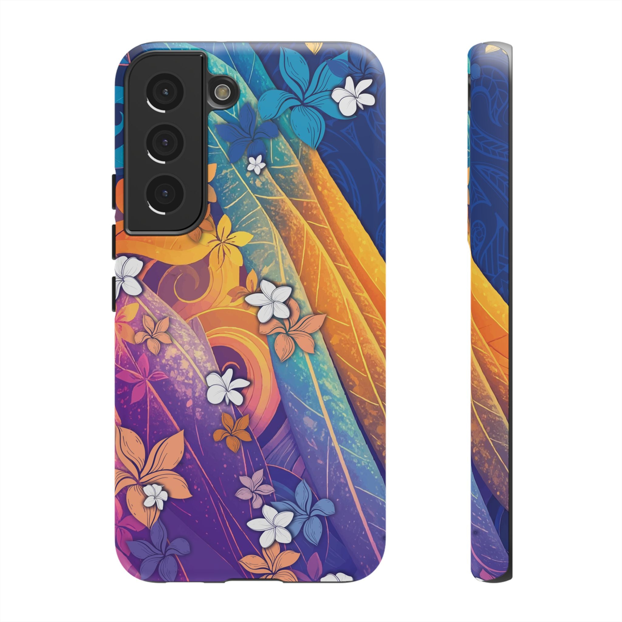Mauna Sunrise Tough Samsung Galaxy Case Samsung Galaxy S22 Matte - Hawaiian Colorful Sunrise Plumeria Design - The Local Banyan