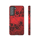Keahi Pua Tough Samsung Galaxy Case Samsung Galaxy S21 FE Matte - Hawaiian Fire Flower Red Tribal Floral Design - The Local Banyan