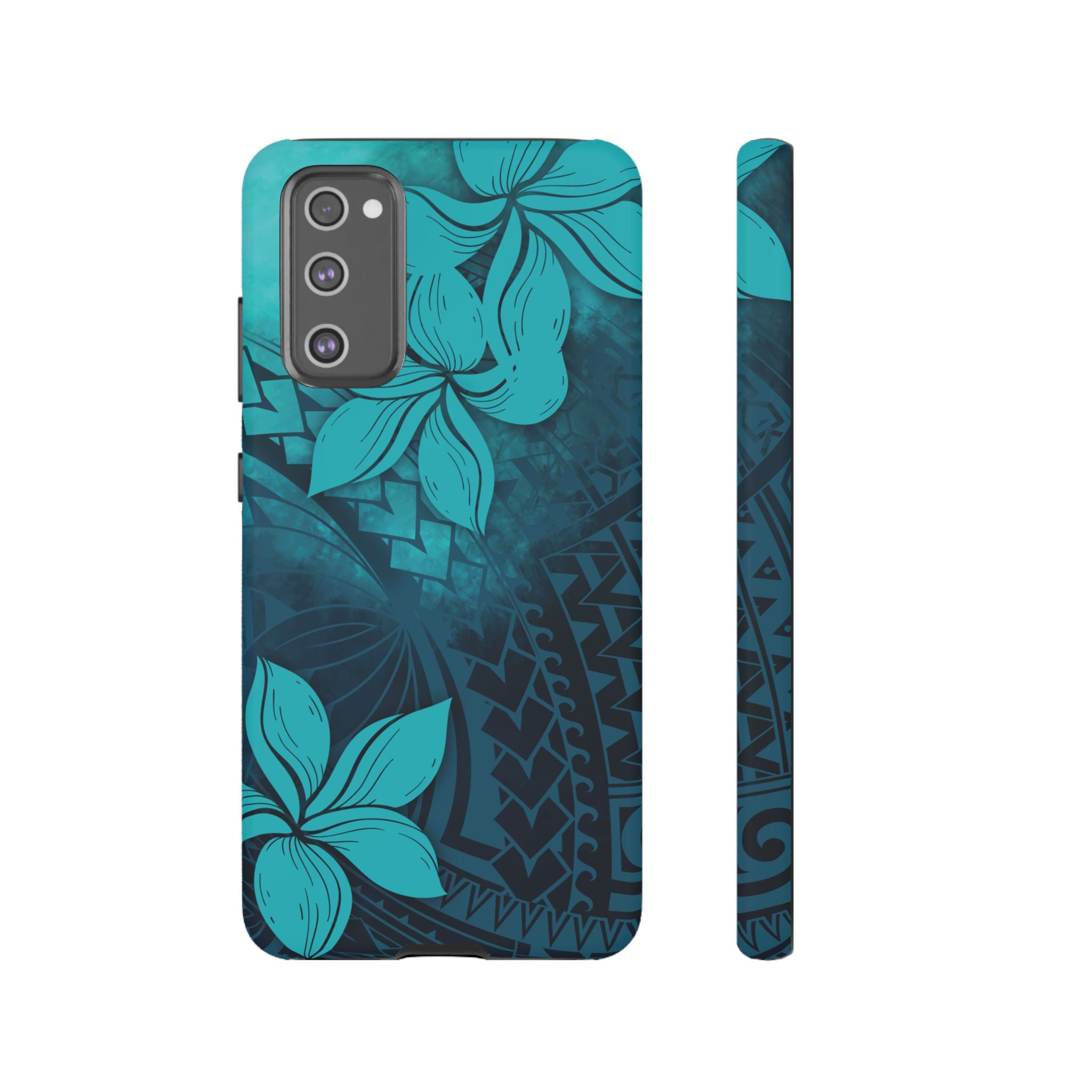 Moana Bloom Tough Samsung Galaxy Case Samsung Galaxy S20 FE Matte - Hawaiian Teal Plumeria Ocean Tribal Design - The Local Banyan