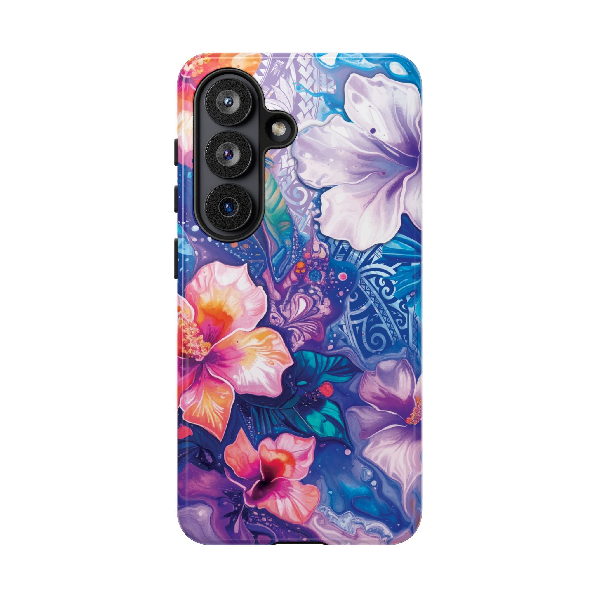 Aloha Wai Tough Samsung Galaxy Case Detail View - Hawaiian Aloha Tropical Floral Design Close Up - The Local Banyan