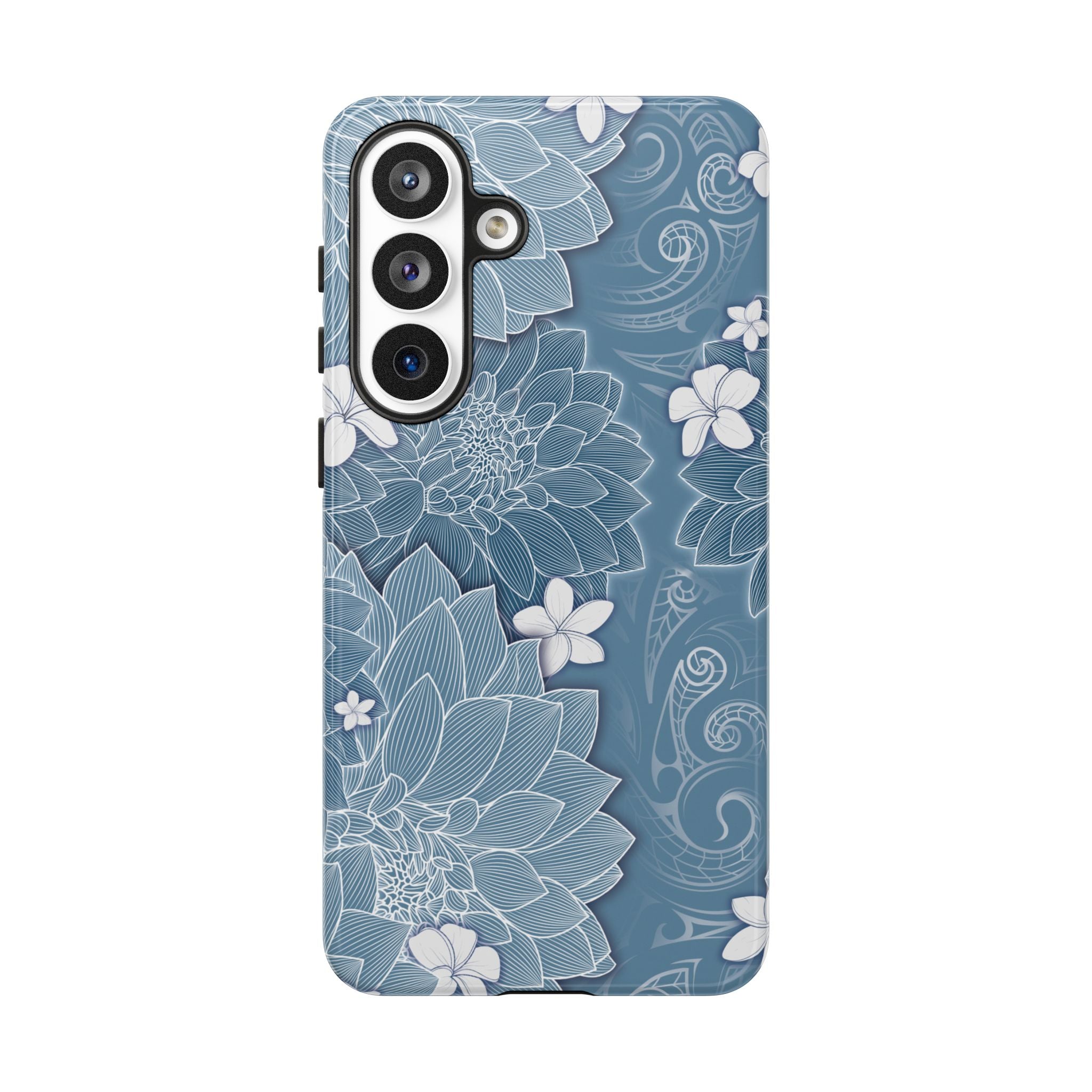 Pua La Tough Samsung Galaxy Case Detail View - Hawaiian Golden Hibiscus Sun Flower Sapphire Design Close Up - The Local Banyan