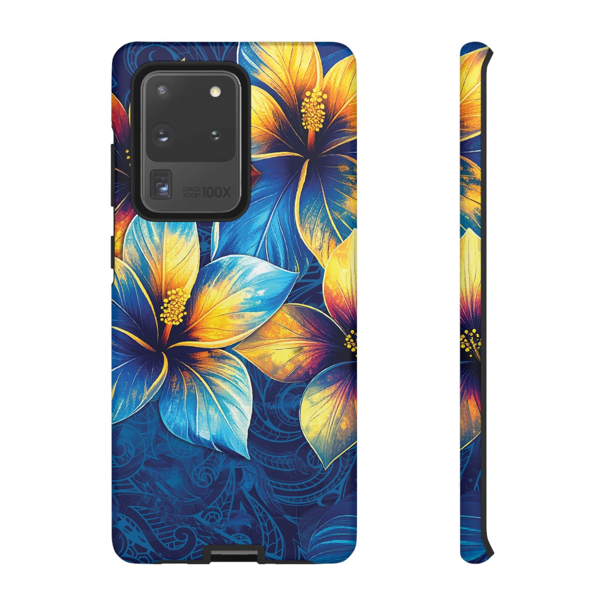 Pua La Tough Samsung Galaxy Case Samsung Galaxy S20 Ultra Matte - Hawaiian Golden Hibiscus Sun Flower Sapphire Design - The Local Banyan