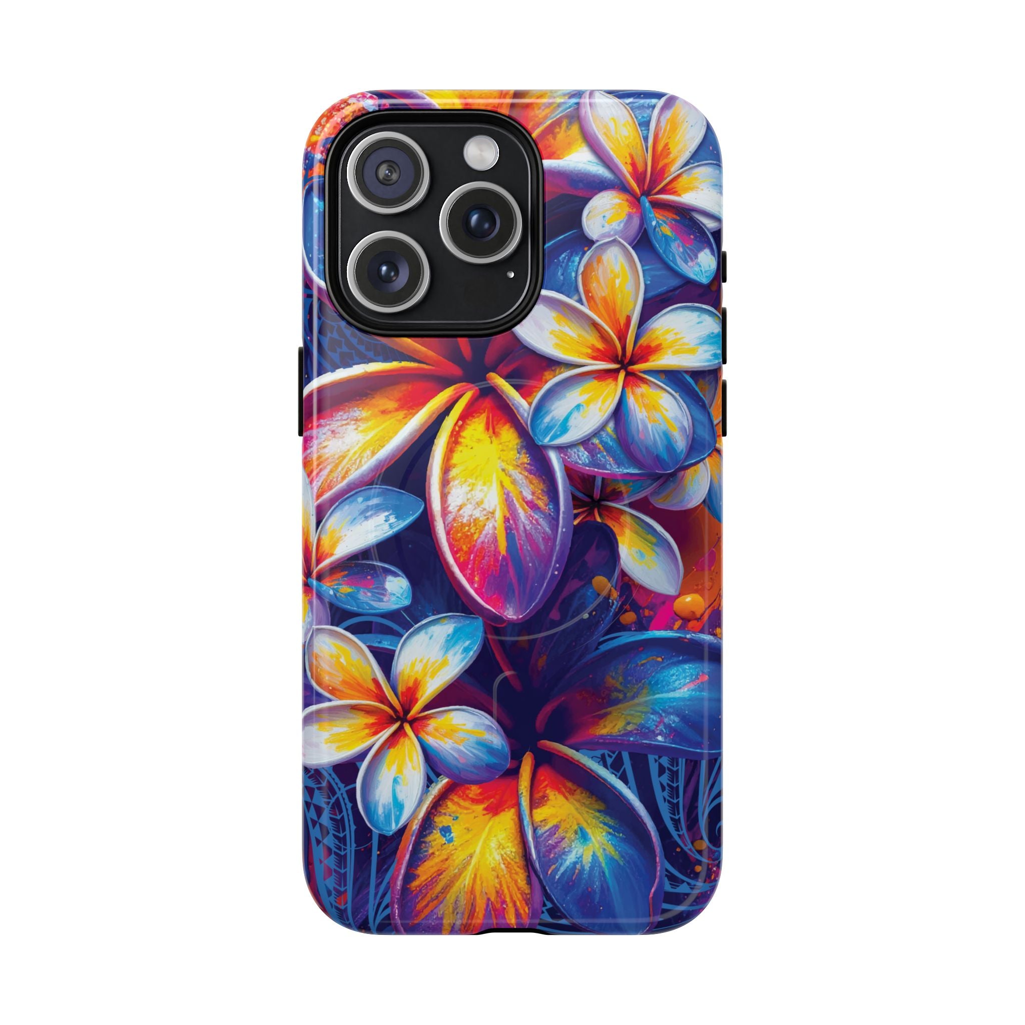 Sunset Ink MagSafe iPhone Case iPhone 15 Pro Max Glossy - Hawaiian Plumeria Street Art Graffiti Tropical Design - The Local Banyan