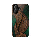 Island Kalai MagSafe iPhone Case iPhone 17 Glossy - Hawaiian Carved Wood Grain Emerald Green Tribal Design - The Local Banyan