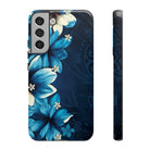 Leilani Nights Tough Samsung Galaxy Case Samsung Galaxy S22 Plus Glossy - Hawaiian Dark Blue Floral Polynesian Design - The Local Banyan