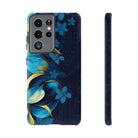 Po Mahina Tough Samsung Galaxy Case Samsung Galaxy S21 Ultra Glossy - Hawaiian Moonlit Teal Gold Floral Design - The Local Banyan