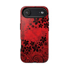 Woman holding Keahi Pua MagSafe iPhone Case - Hawaiian Fire Flower Red Tribal Floral Design - The Local Banyan