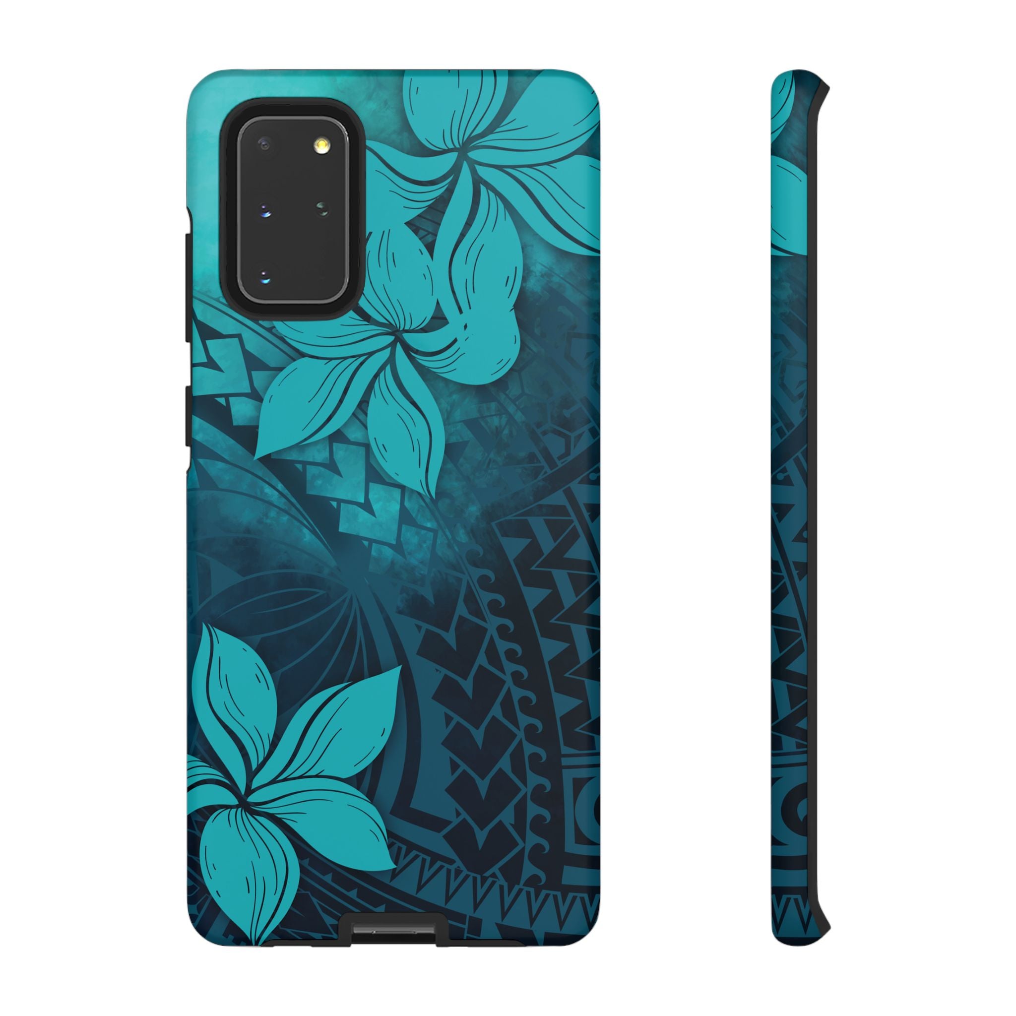 Moana Bloom Tough Samsung Galaxy Case Samsung Galaxy S20+ Matte - Hawaiian Teal Plumeria Ocean Tribal Design - The Local Banyan