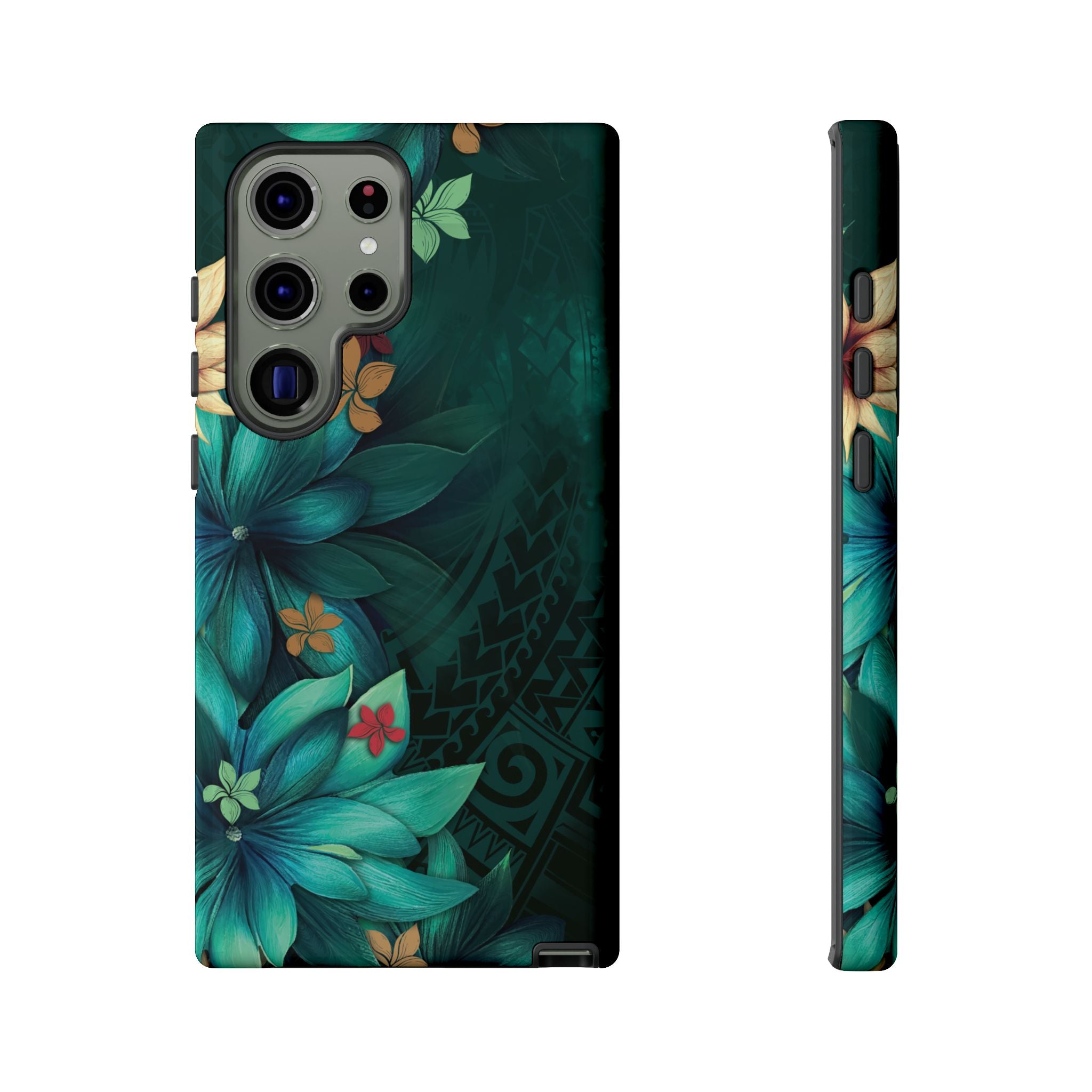 Aloha Whispers Tough Samsung Galaxy Case Side View - Dual Layer Drop Protection Hawaiian Phone Case - The Local Banyan