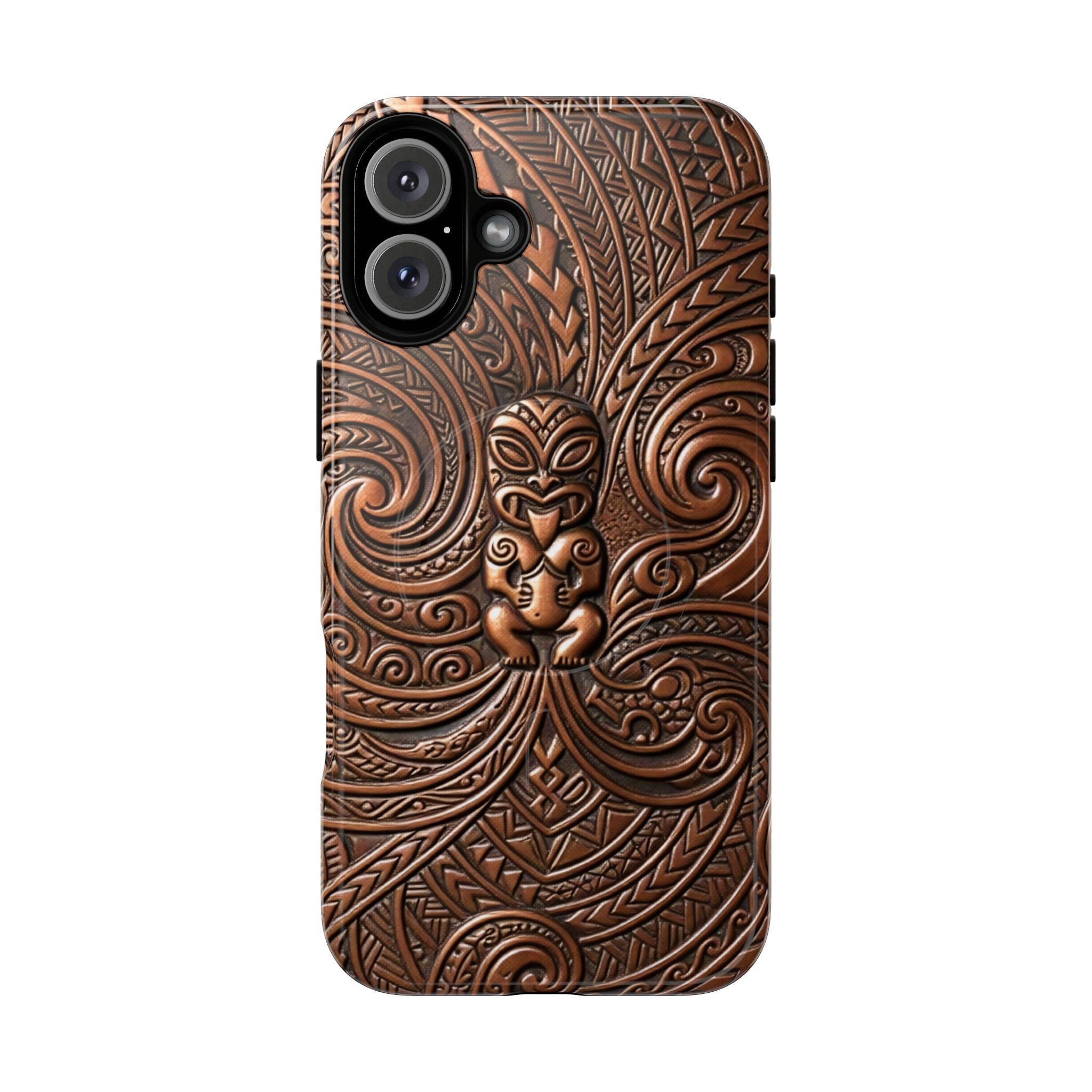 Paa Guardian MagSafe iPhone Case iPhone 16 Plus Glossy - Hawaiian Copper Carved Tiki Polynesian Design - The Local Banyan